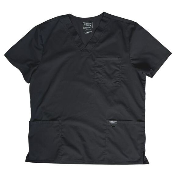 Cherokee Large Black Scrub Top Medical Hospital Lab Uniform Stretch Shirt WW670 - Picture 1 of 13
